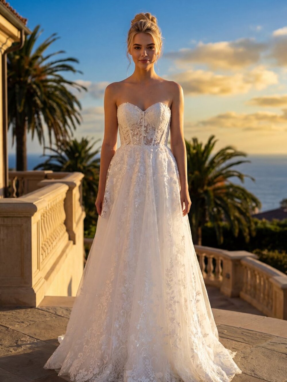 New Off White Sequins Embellished Wedding Gown w/ Lace Up Back JT2670SW
